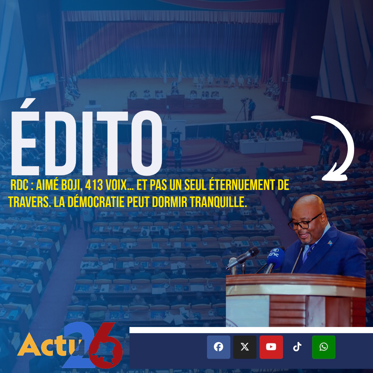 RDC : Aimé Boji, 413 voix… et pas un seul éternuement de travers. La démocratie peut dormir tranquille